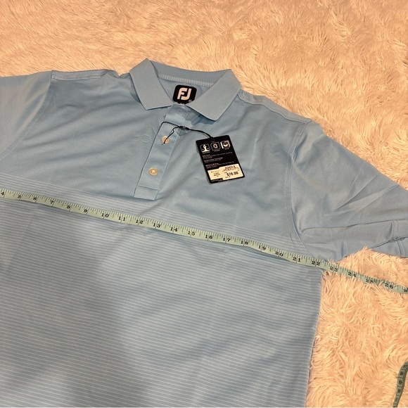 Men's FootJoy Dri Release light blue striped Golf Polo Medium NWT - Picture 6 of 13